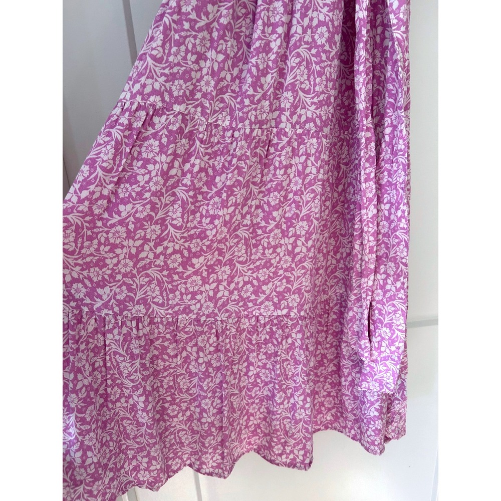 Talbots Petite Orchid Pink Floral Ruffle Tiered Midi Dress 6P Flutter Sleeve - Picture 4 of 11